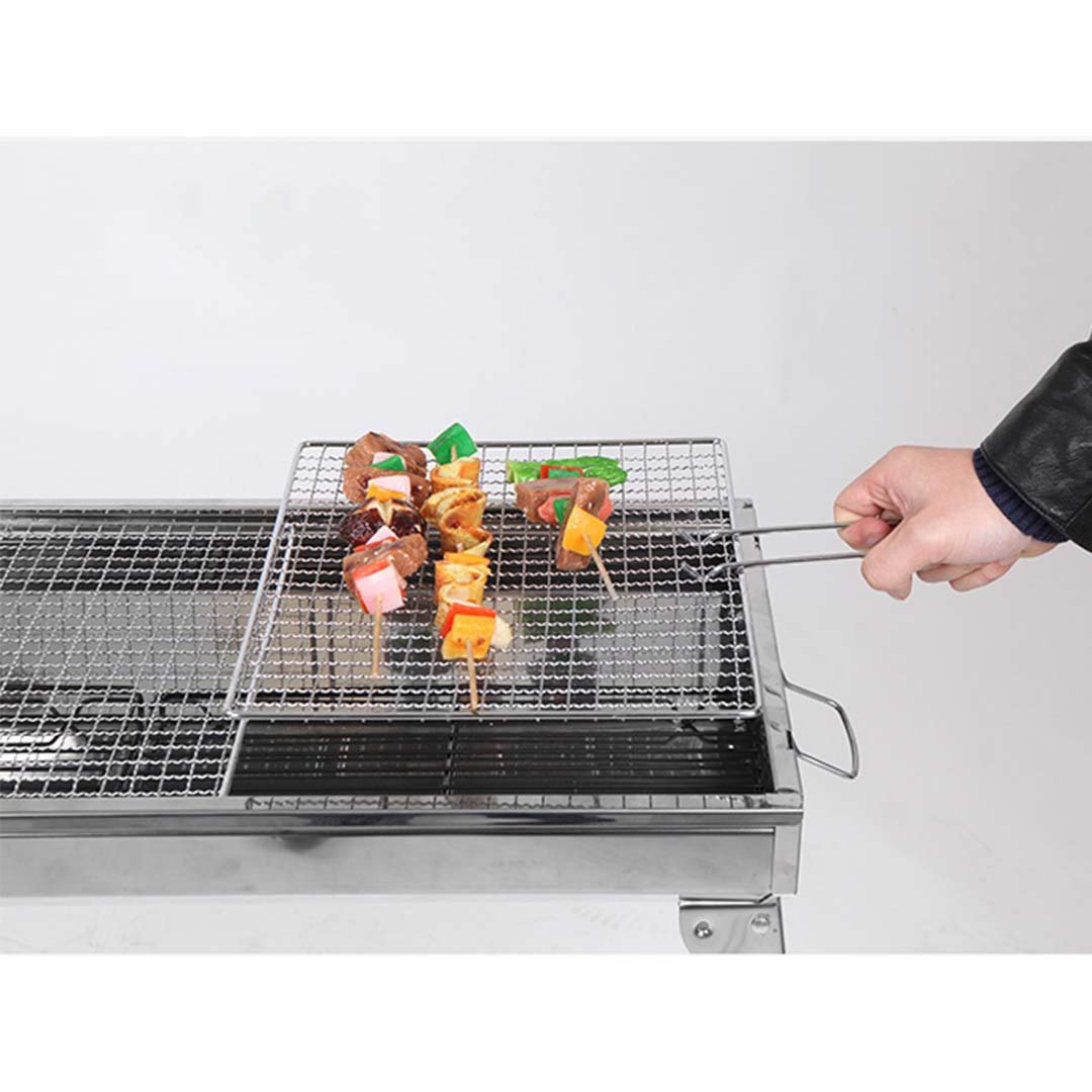 Stainless Steel Skewers BBQ Grill with Side Tray 6-8 Persons