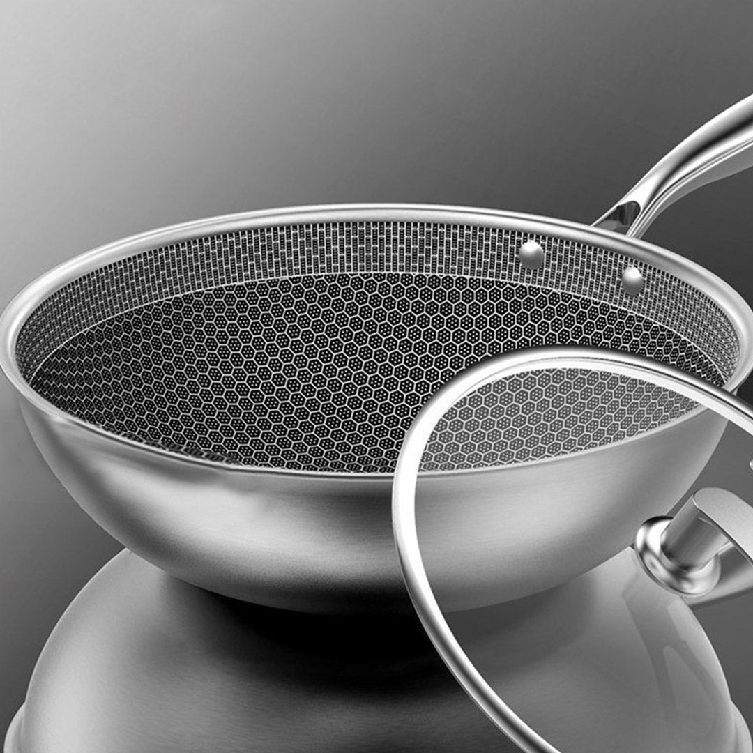 32cm Stainless Steel Frying Pan with Glass Lid
