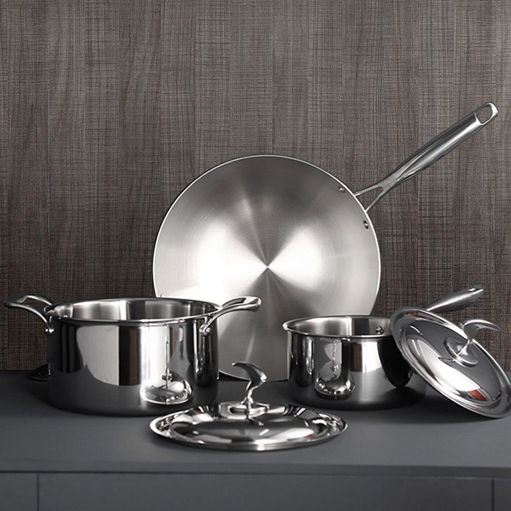 6 Piece Cookware Set Frying Pan, Milk, and Soup Pot with Lid