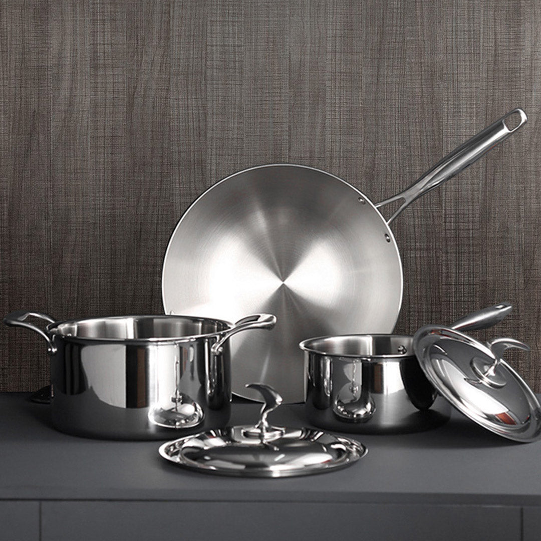 6 Piece Cookware Set Frying Pan, Milk, and Soup Pot with Lid