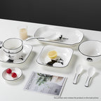 White Antler Printed Ceramic Dinnerware Set of 28