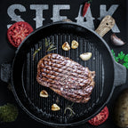 SOGA 26cm Round Ribbed Cast Iron with Handle
