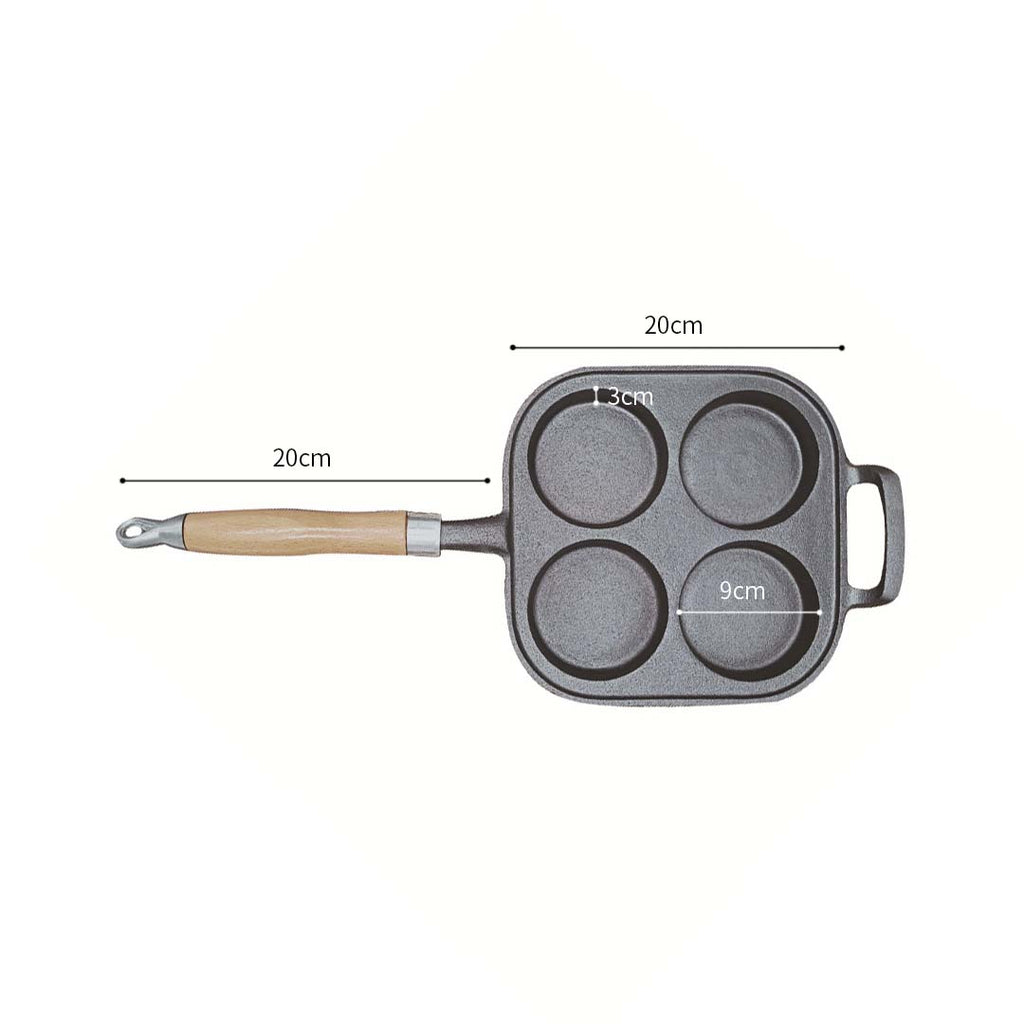 4 Mold Cast Iron Pancake Omelette Fry Pan