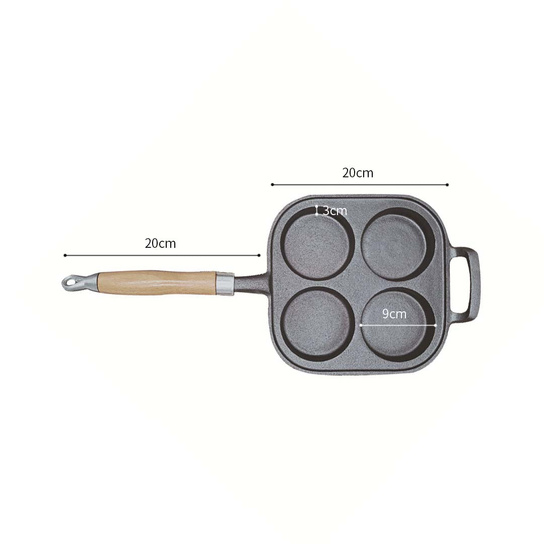 4 Mold Cast Iron Pancake Omelette Fry Pan