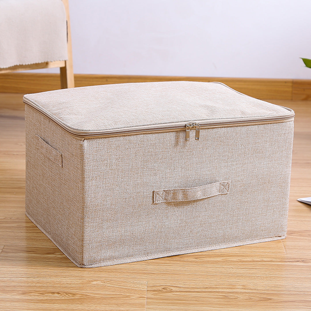Beige Large Double Zipper Storage Box