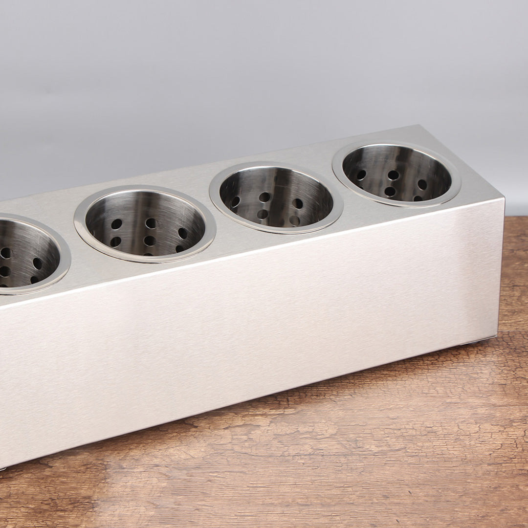 18/10 Stainless Steel Commercial Cutlery Holder with 4 Holes