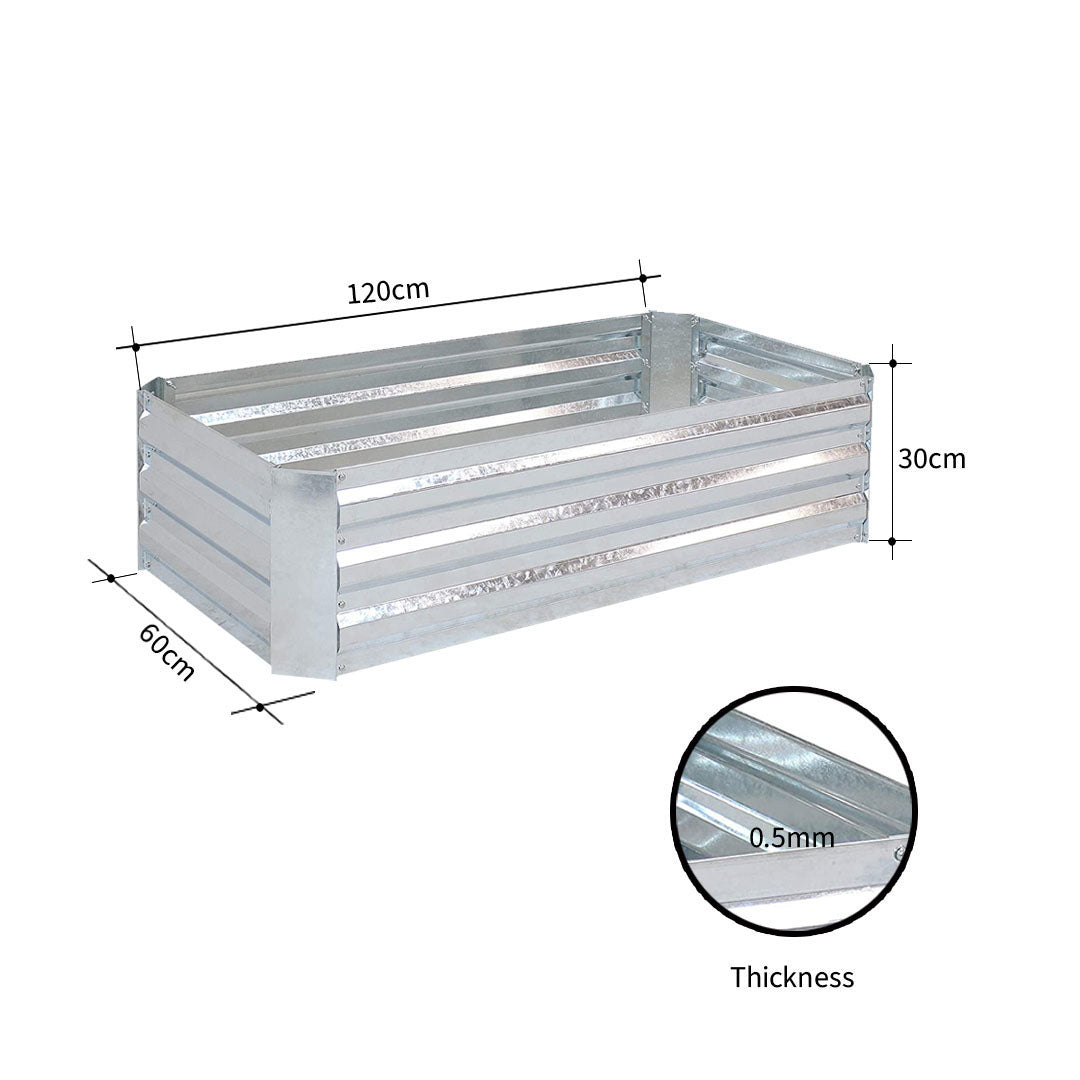 120cm Square Galvanized Raised Garden Bed Silver