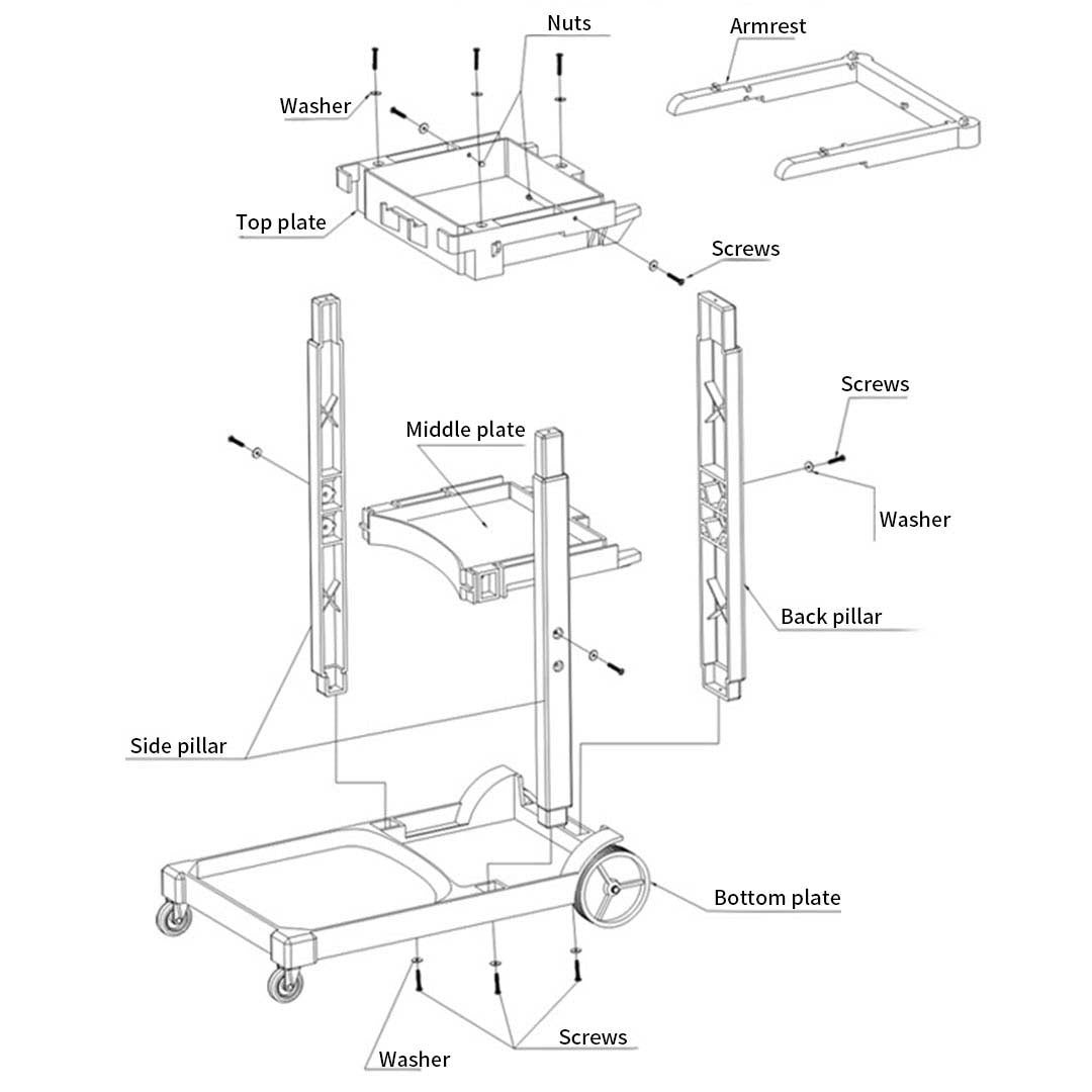3 Tier Multifunction Janitor Cart and Bag Blue