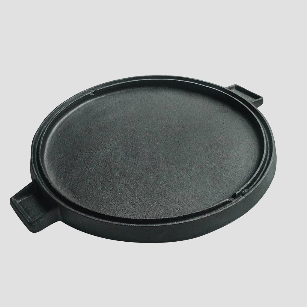 SOGA 43cm Round Ribbed Cast Iron Frying Pan with Handle