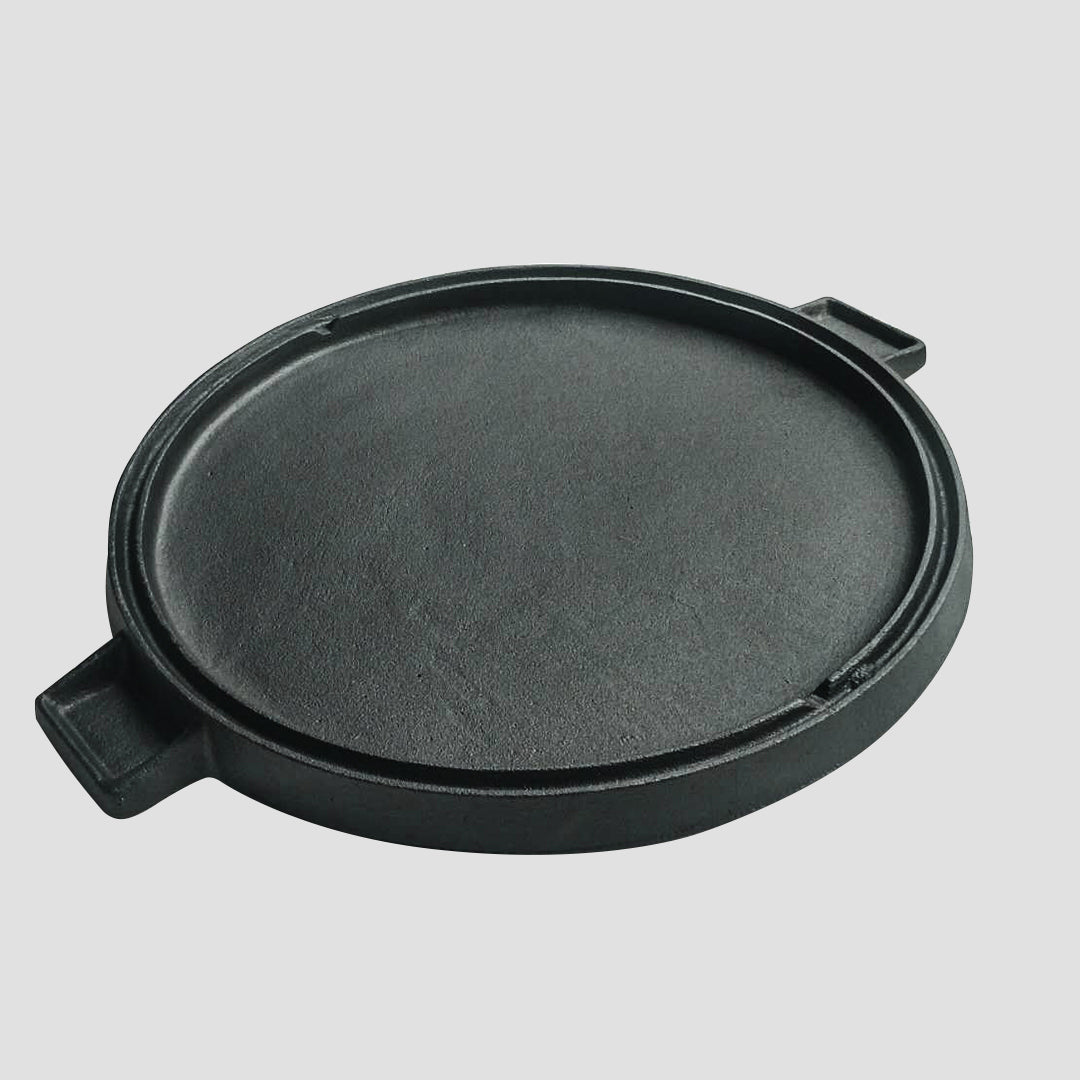 SOGA 43cm Round Ribbed Cast Iron Frying Pan with Handle