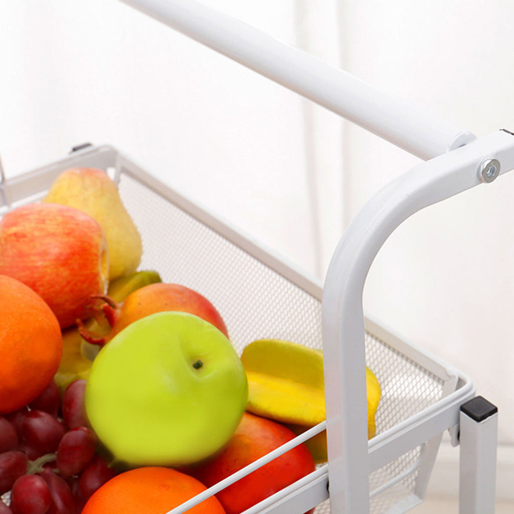 3 Tier Steel White Adjustable Kitchen Cart