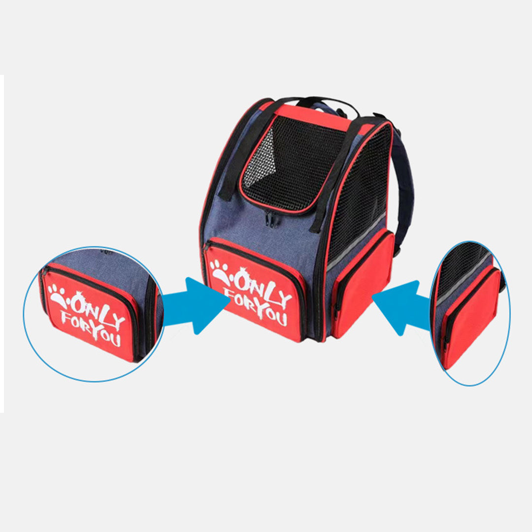 Red Portable Backpack Pet Carrier Breathable Mesh