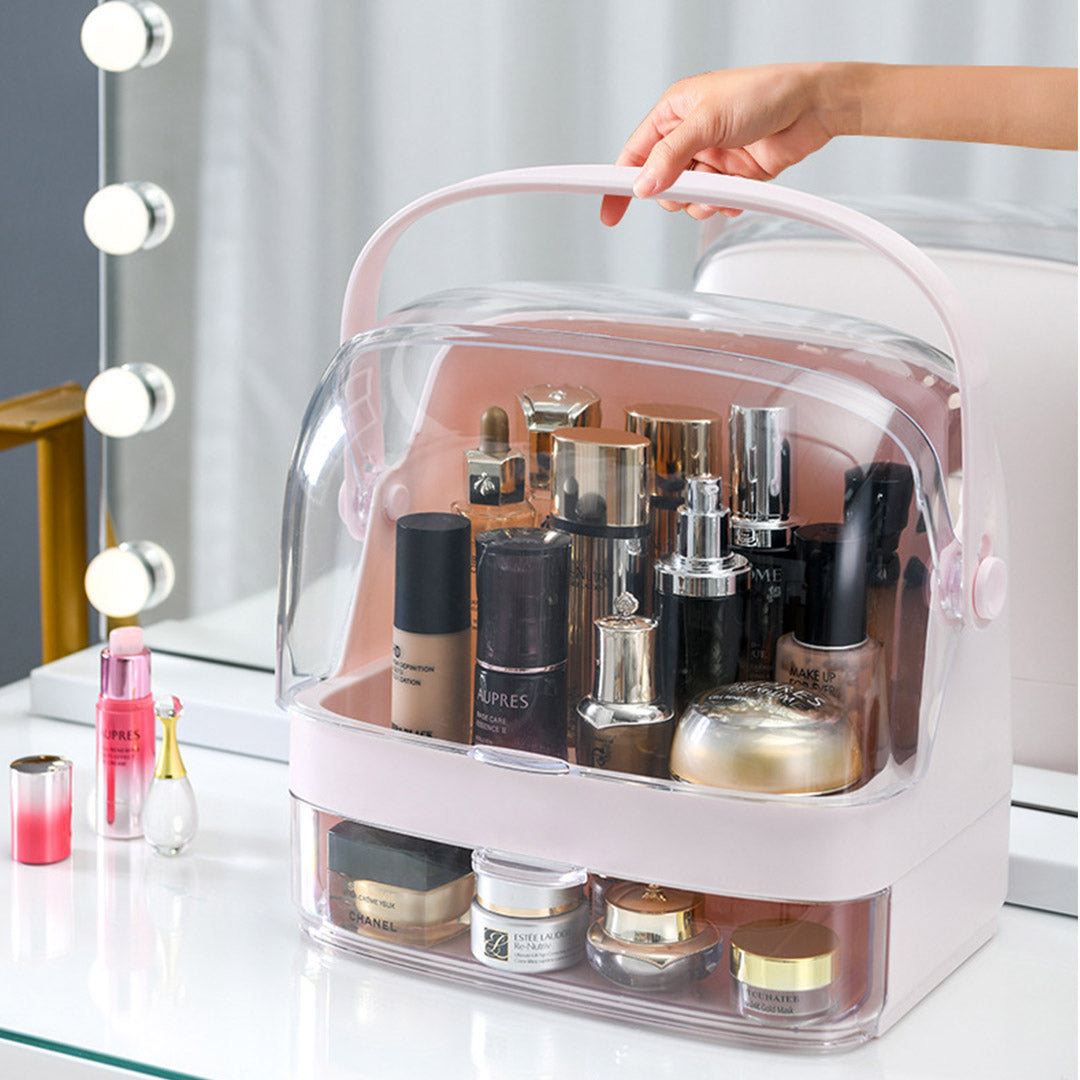 2 Tier Pink Countertop Makeup Storage Organiser