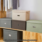 Beige Small Foldable Canvas Storage Box