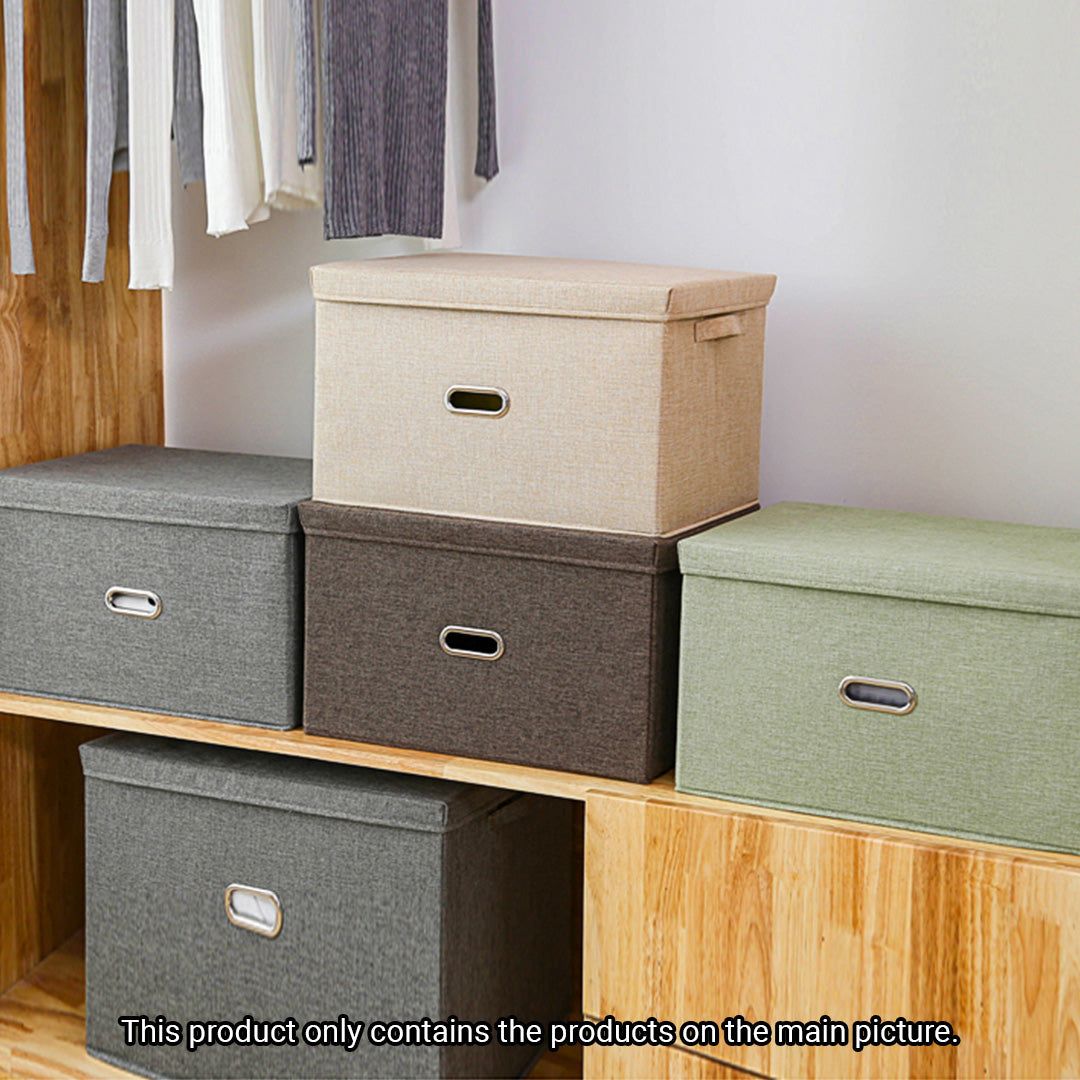 Beige Small Foldable Canvas Storage Box