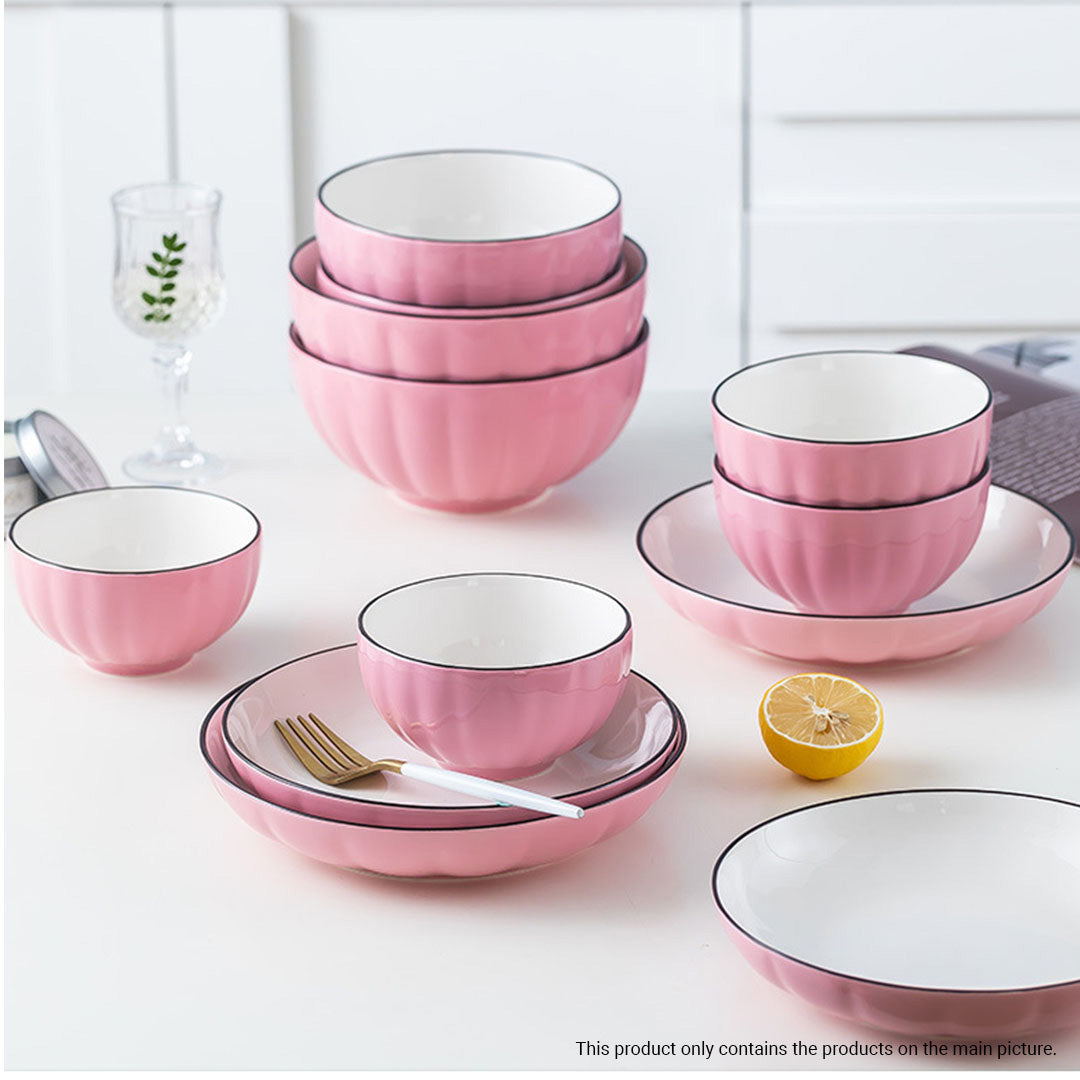 Pink Ceramic Dinnerware Set of 8
