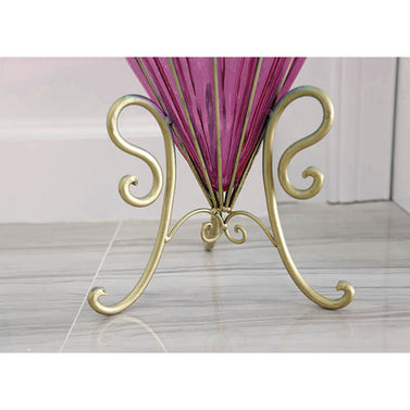 67cm Purple Glass Floor Vase with 10pcs White Artificial Flower Set
