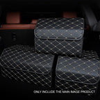 Leather Car Boot Foldable Trunk Cargo Organizer Box Black/Gold Stitch Small