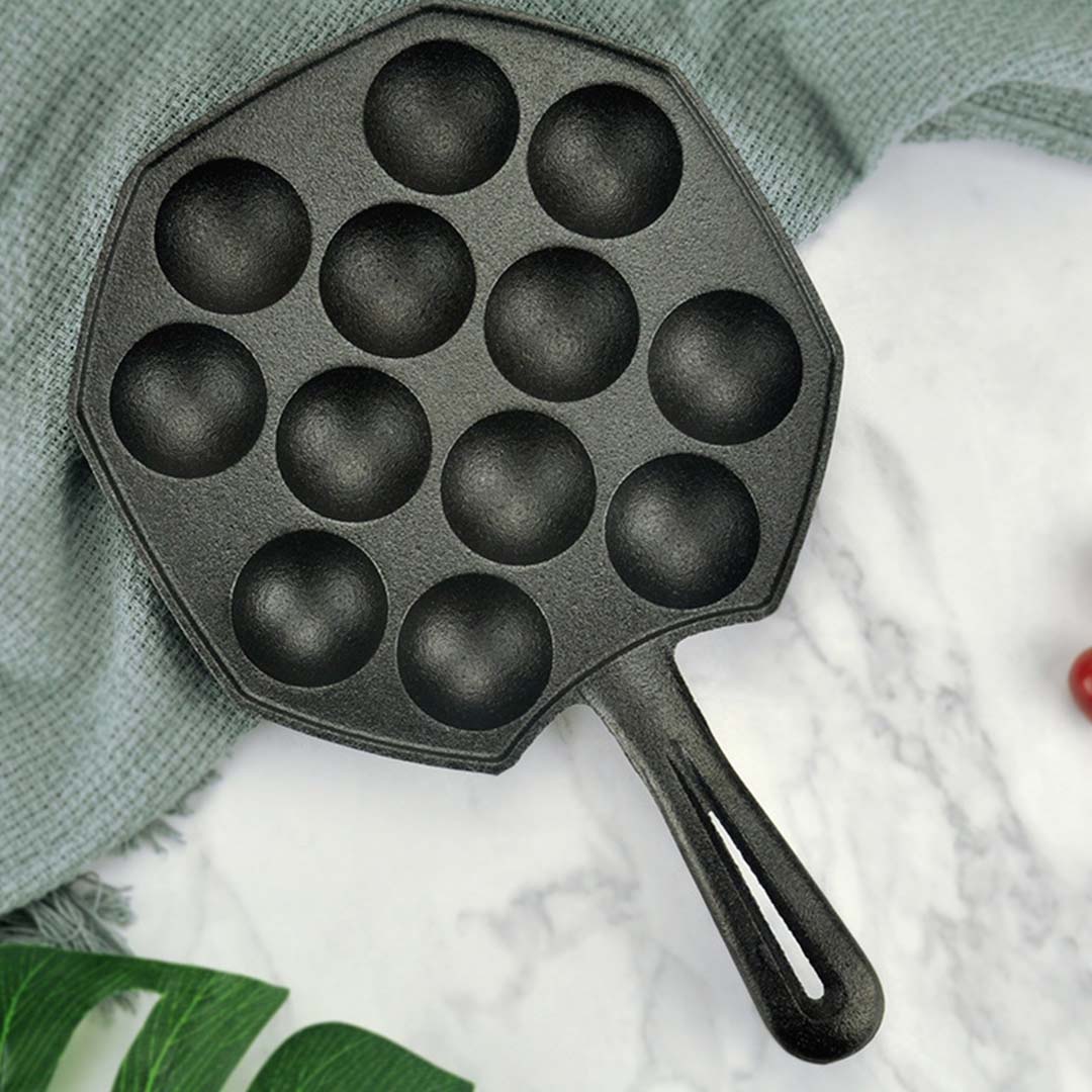 18CM Cast Iron Takoyaki Fry Pan with 12 Mold