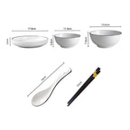 White Japanese Style Ceramic Dinnerware Set of 6