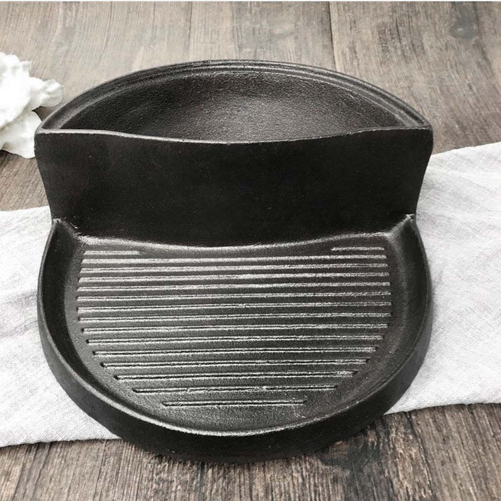 2 in 1 Cast Iron Ribbed Skillet and Steamboat