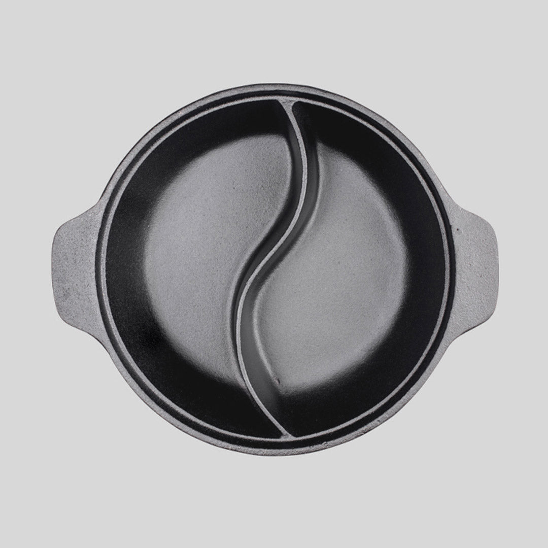 32CM Round Cast Iron Shabu Shabu Hotpot Two-Flavor Division
