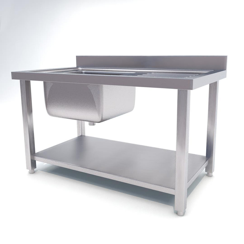 Commercial Stainless Steel Left Single Sink Work Bench 120*70*85cm