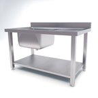 Commercial Stainless Steel Left Single Sink Work Bench 120*70*85cm