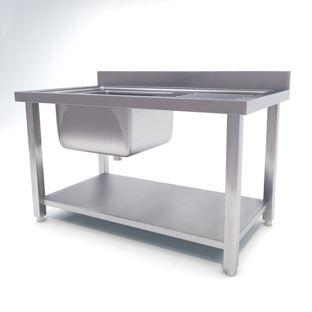 Commercial Stainless Steel Left Single Sink Work Bench 120*70*85cm
