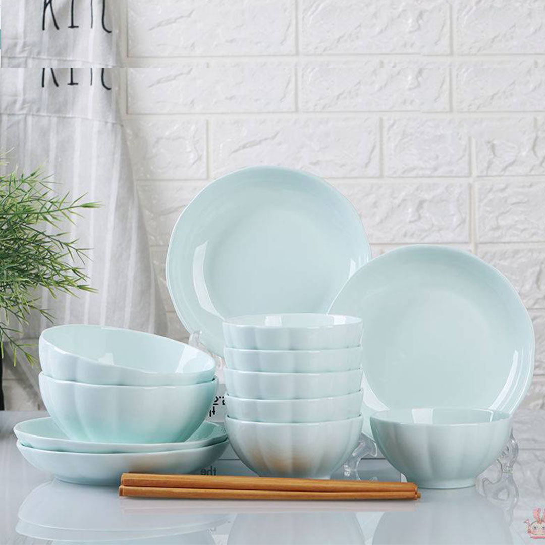 Light Blue Ceramic Dinnerware Set of 5