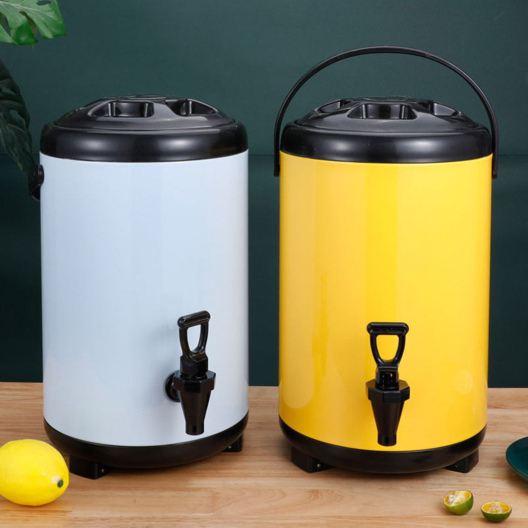 14L Stainless Steel Milk Tea Barrel with Faucet White