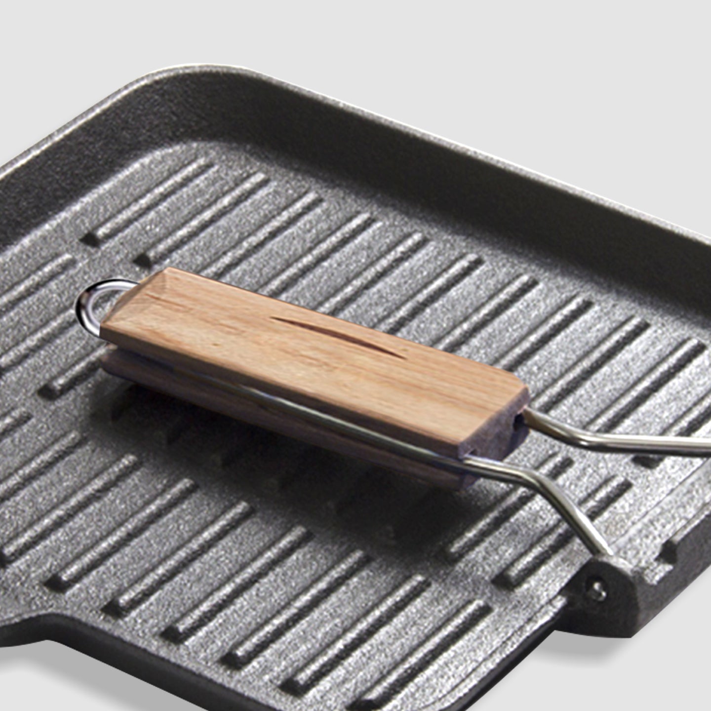 SOGA 28cm Ribbed Cast Iron Square Steak Frying Pan