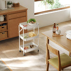 3 Tier Steel White Foldable Kitchen Cart