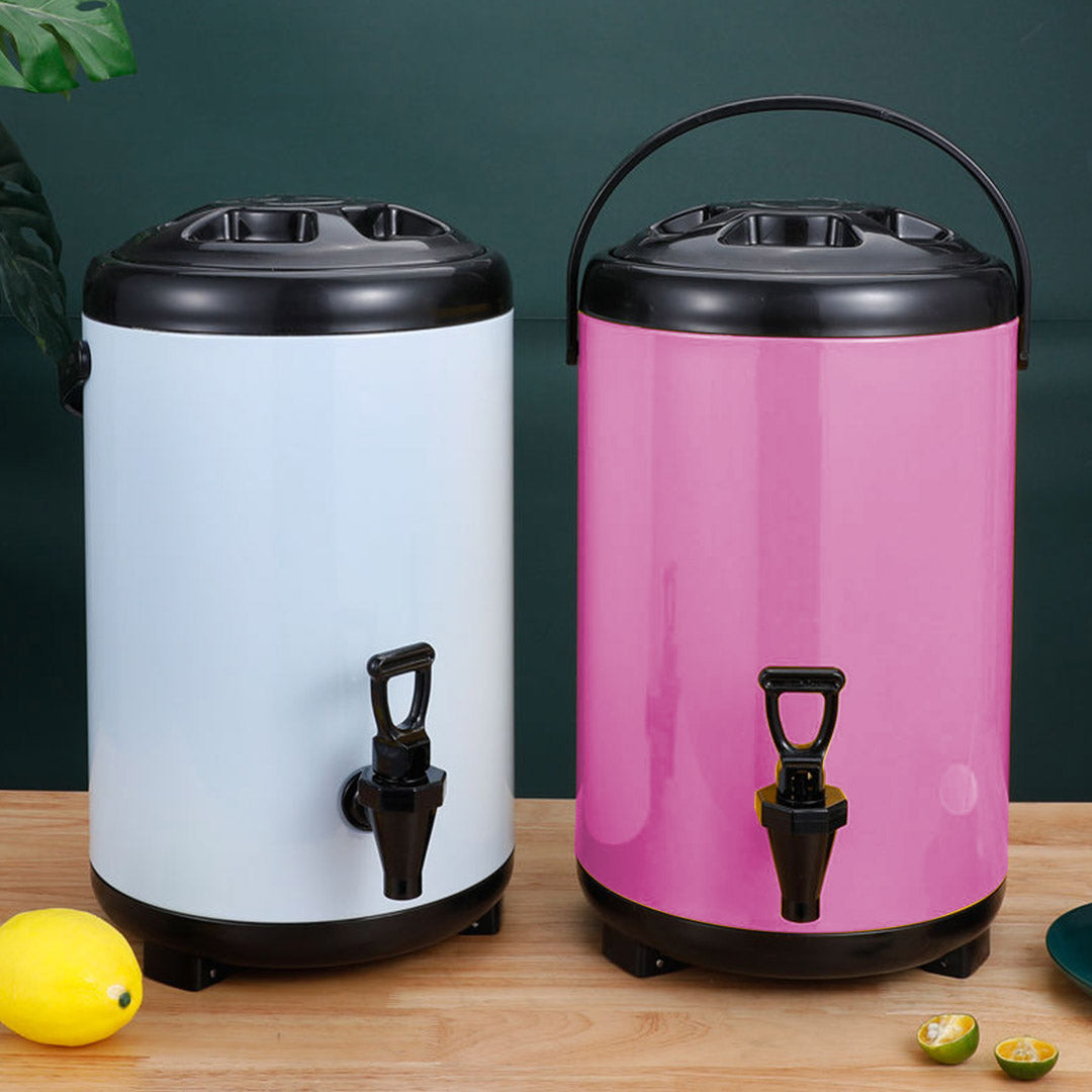 8L Stainless Steel Milk Tea Barrel with Faucet Pink