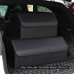 Leather Car Boot Foldable Trunk Cargo Organizer Box Black Large