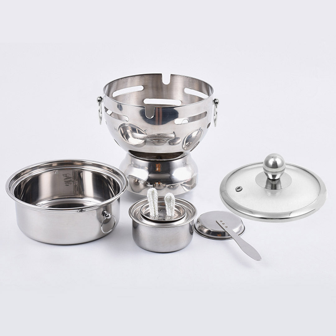 Stainless Steel Single Hot Pot with Glass Lid