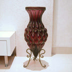 67cm Purple Glass Floor Vase and 12pcs White Artificial Fake Flower Set