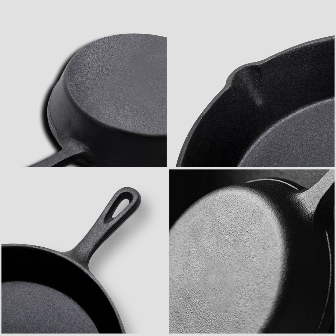 SOGA 26cm Round Cast Iron Frying Pan Skillet with Handle