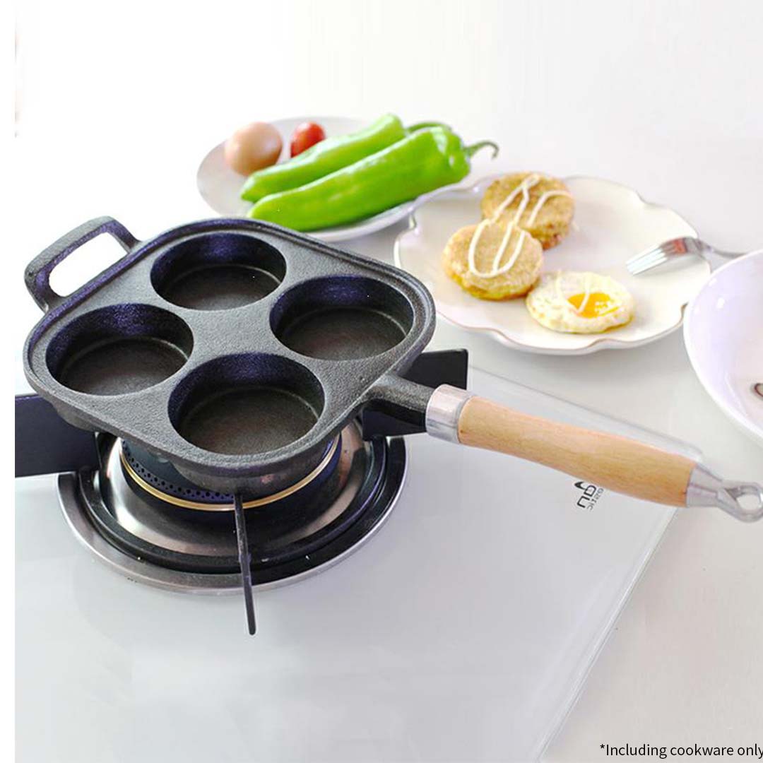 4 Mold Cast Iron Pancake Omelette Fry Pan