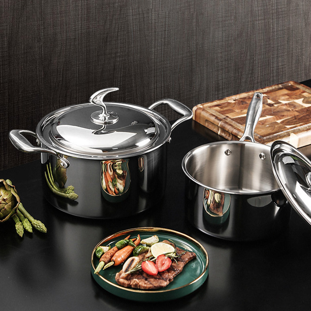 6 Piece Cookware Set Frying Pan, Milk, and Soup Pot with Lid