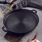 SOGA 35cm Round Ribbed Cast Iron with Handle