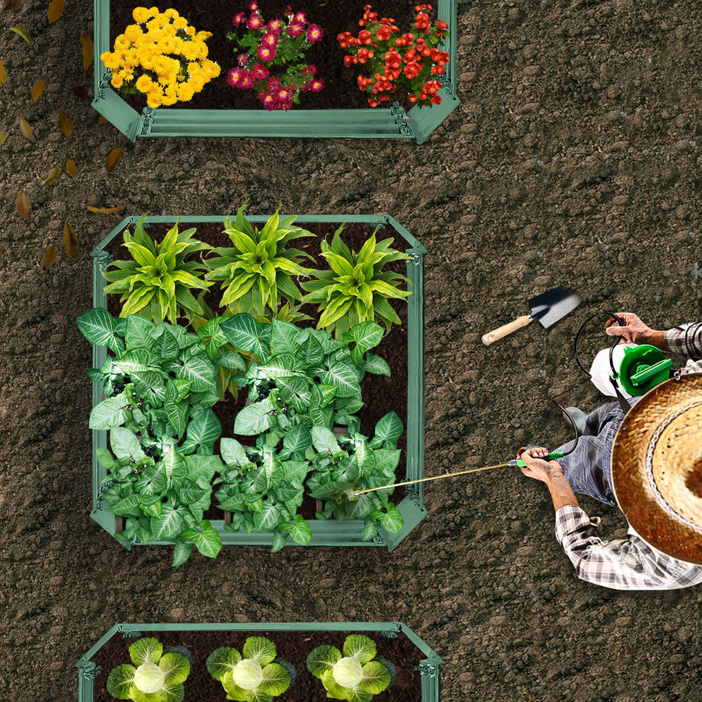 100cm Square Galvanized Raised Garden Bed Green