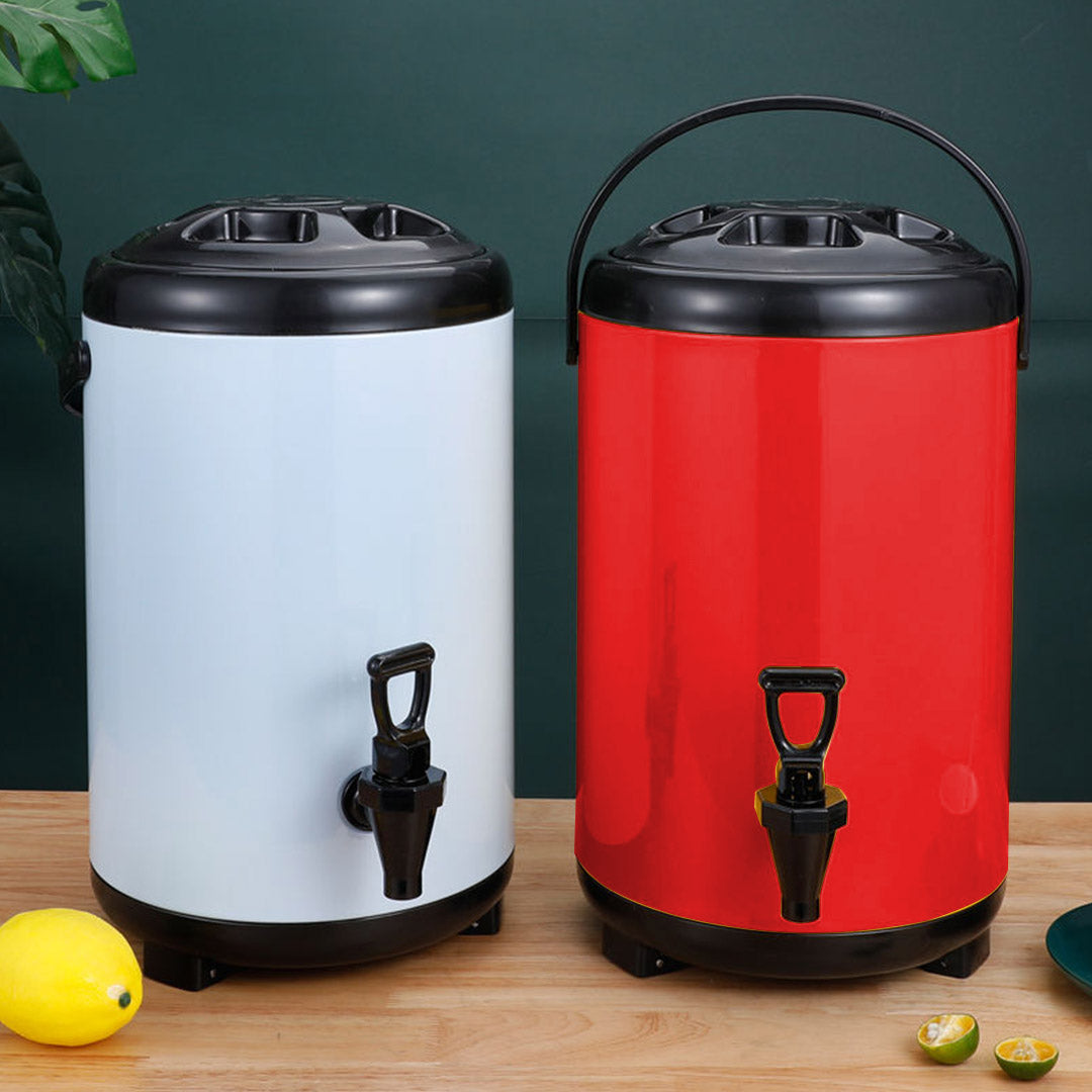 16L Stainless Steel Milk Tea Barrel with Faucet Red