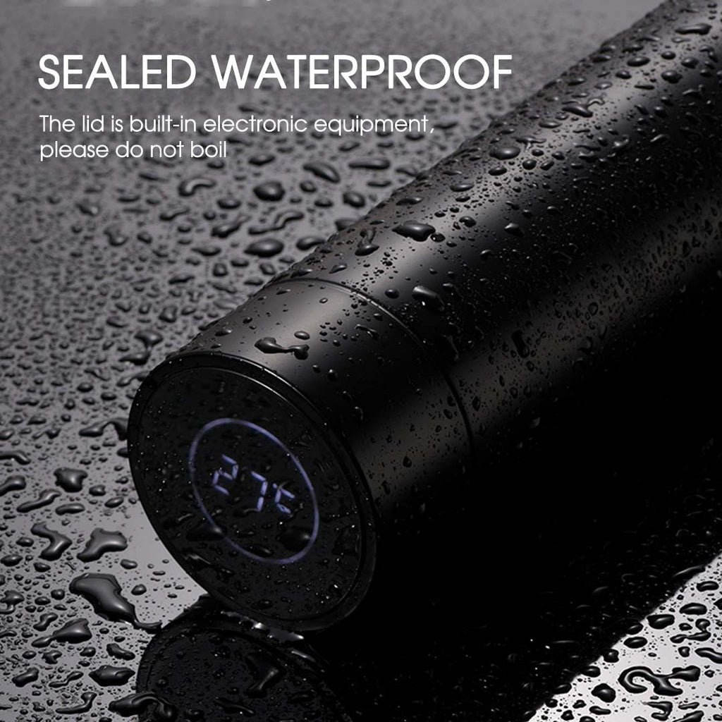 500ML Smart Thermometer Bottle Vacuum Flask Black