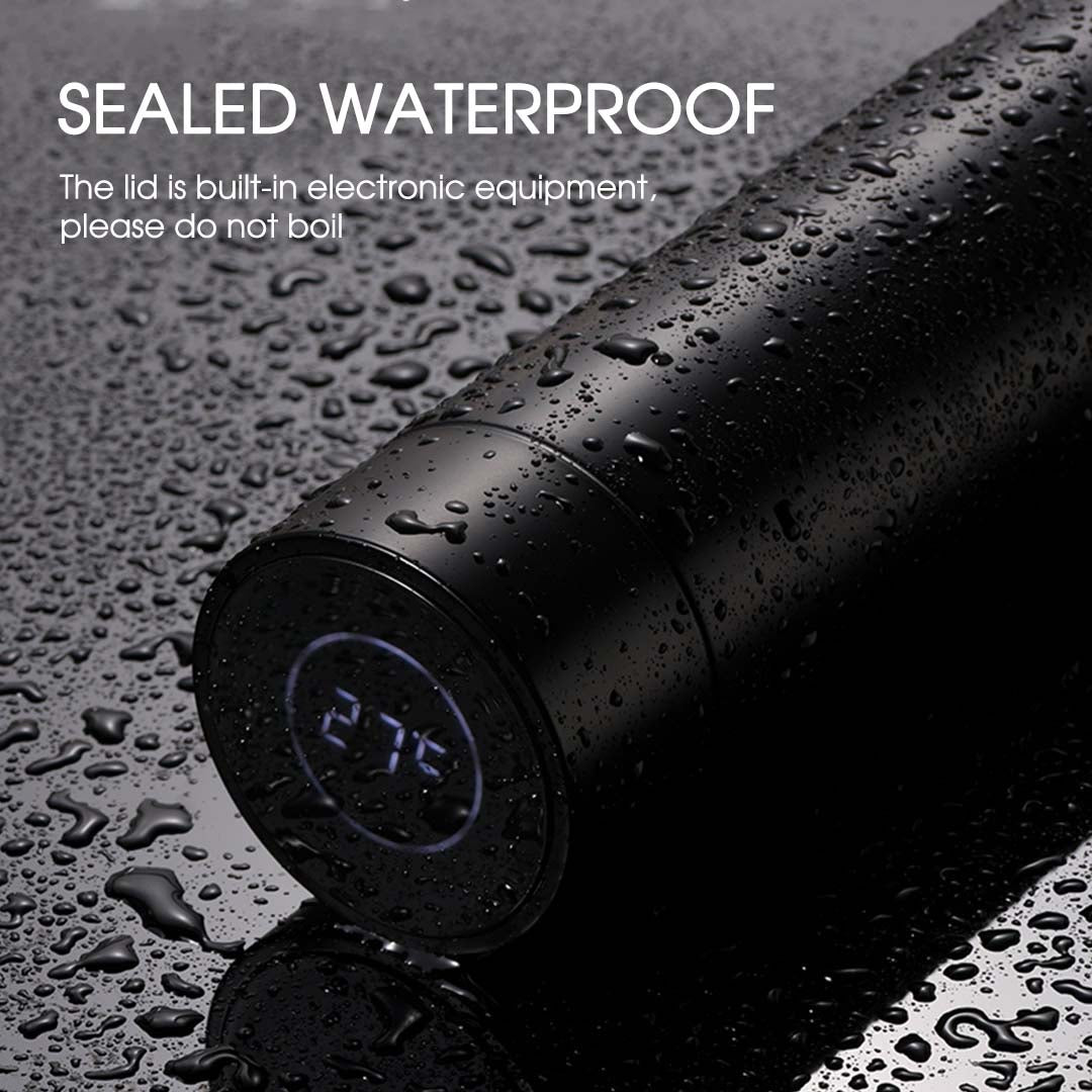 500ML Smart Thermometer Bottle Vacuum Flask Black
