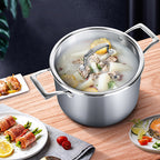 24cm Stainless Steel Soup Pot with Glass Lid