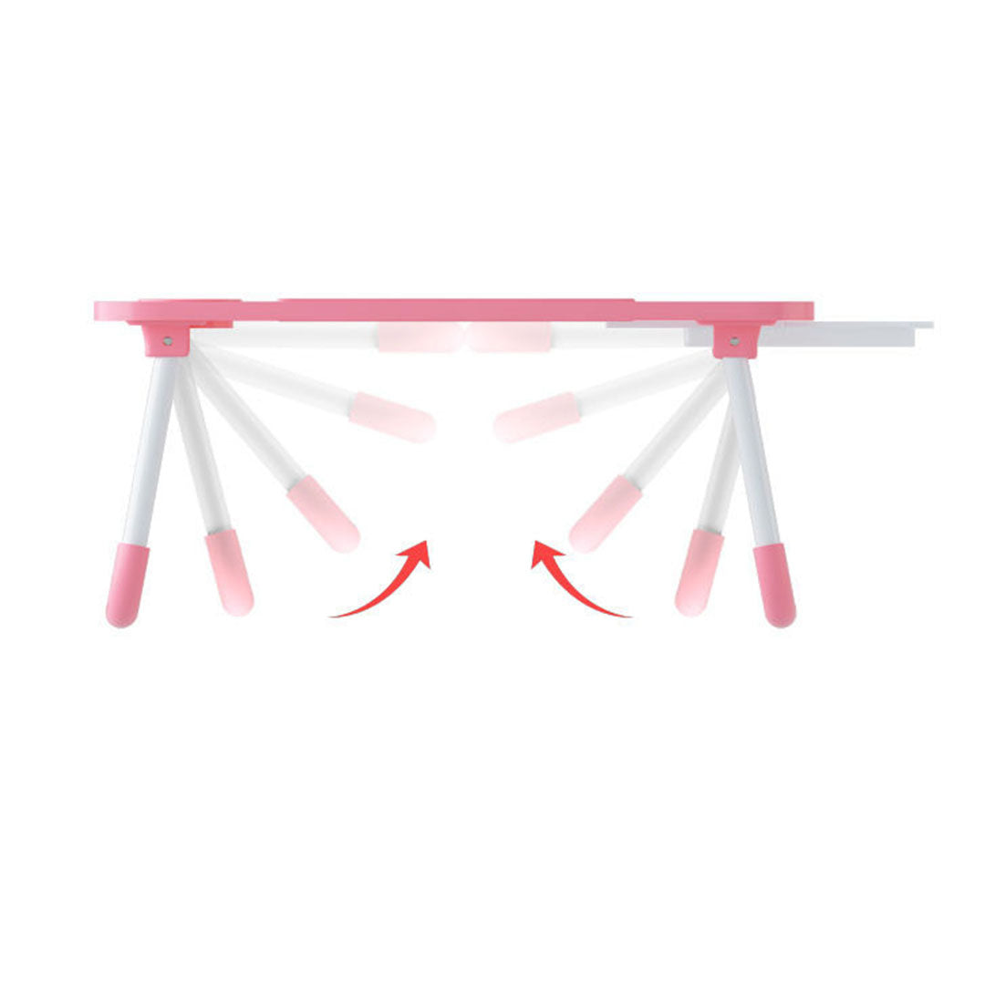 Pink Foldable Study Bed Table Adjustable Portable Desk Stand with Notebook Holder