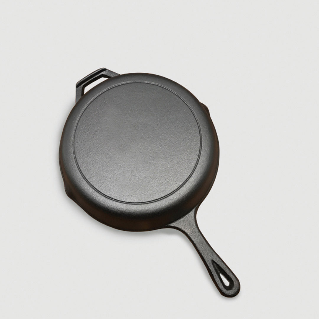 SOGA 30cm Round Cast Iron Frying Pan with Helper Handle