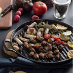 28cm Ribbed Cast Iron Frying Pan Skillet