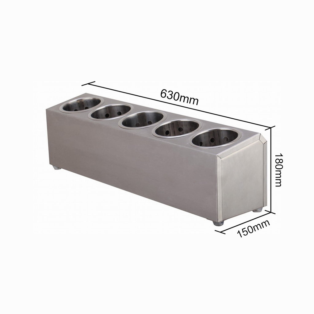 18/10 Stainless Steel Commercial Cutlery Holder with 5 Holes